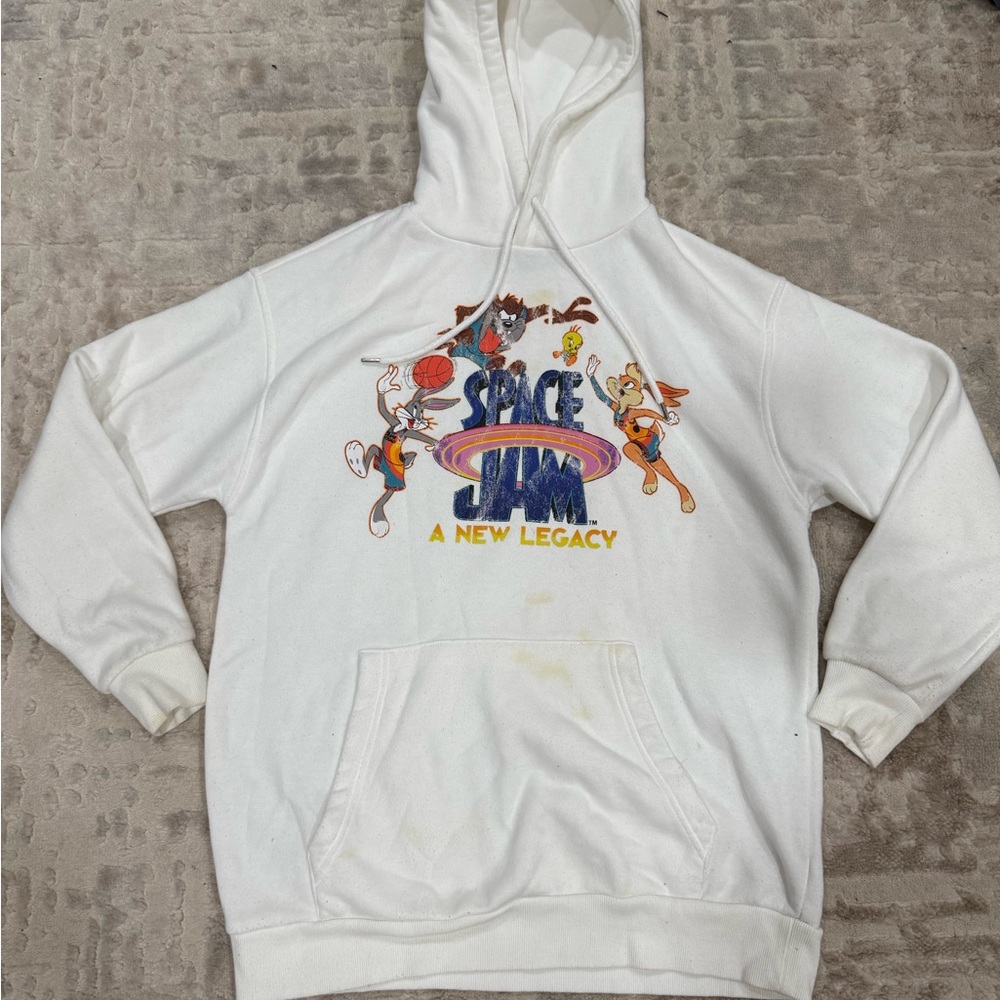 Forever 21 White Space Jam Hoodie